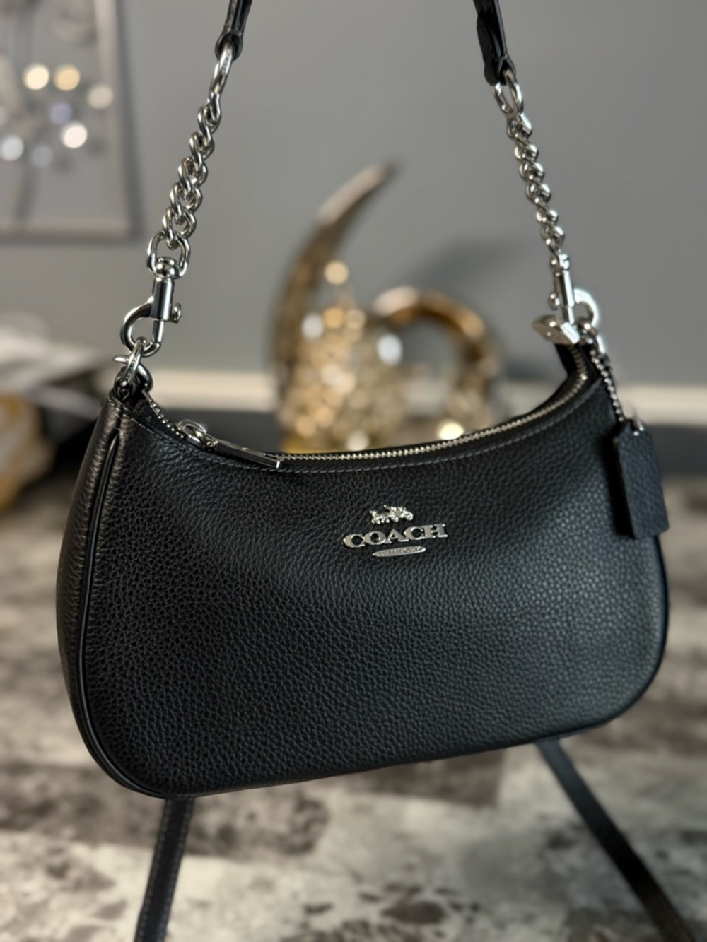 Coach Teri Shoulder Bag Black with Silver Hardware CV934 - Picture 8 of 12